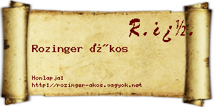 Rozinger Ákos névjegykártya